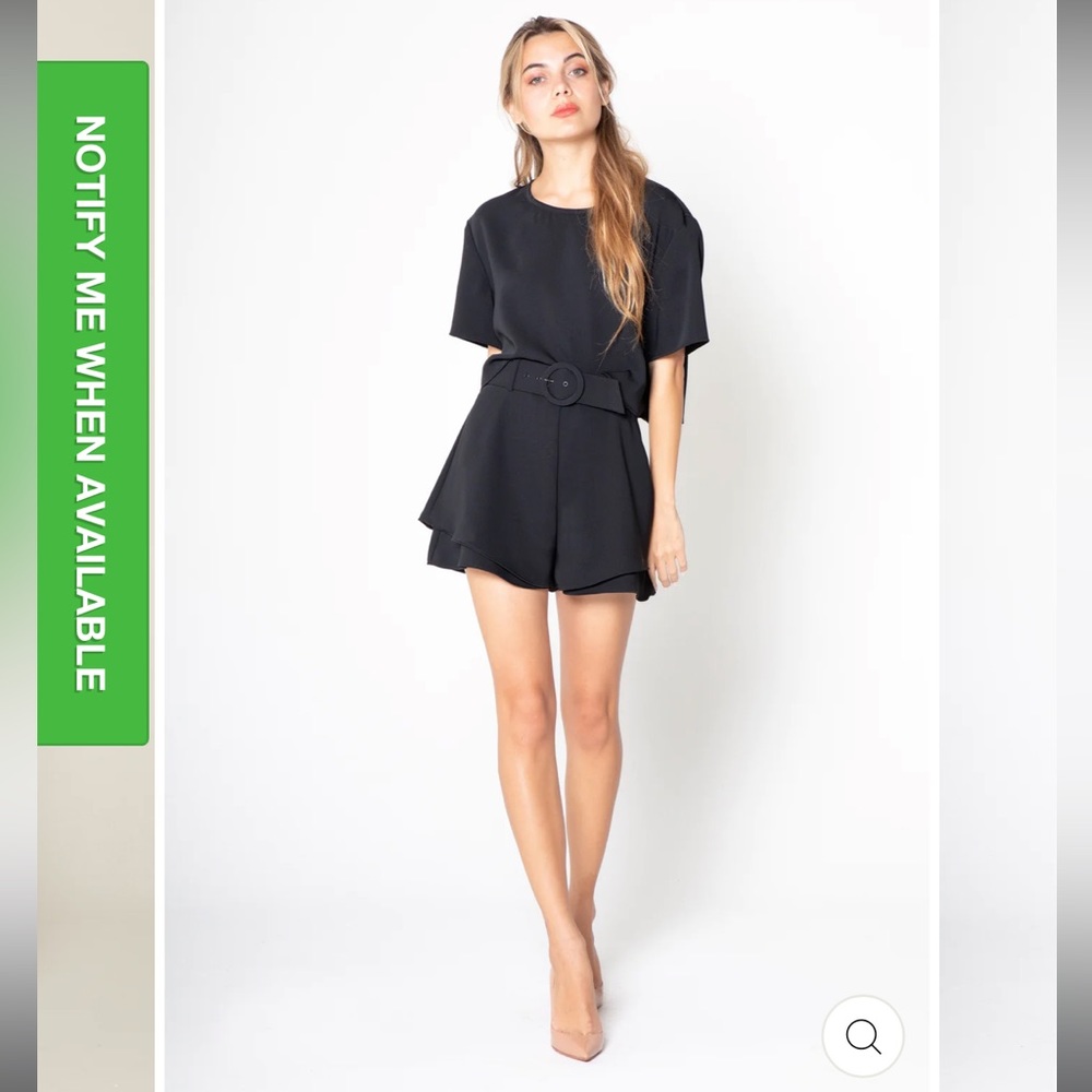 Lavender Brown Double Layered Short with Belt in BLACK